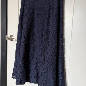 H&M Navy Floral Lace A-Line Skirt
